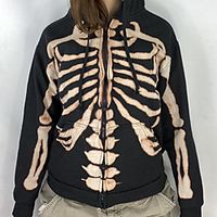 Women's Jacket Halloween Fall Winter Regular Coat Regular Fit Warm Breathable Casual Jacket Long Sleeve Skull Print Blue Wine Lightinthebox - thumbnail