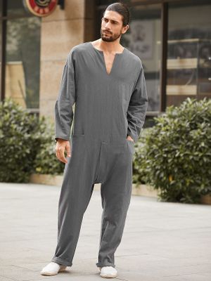 Men Fashion Long Sleeve Loose Harem Casual Jumpsuit Men Fashion Long Sleeve Loose Harem Casual Jumpsuit