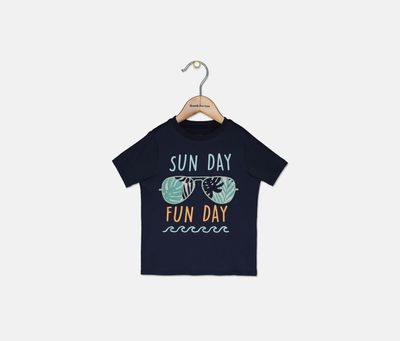 Baby Boys Sunday Funday-Print Cotton T-Shirt Navy Nautical Baby Boys Sunday Funday-Print Cotton T-Shirt Navy Nautical