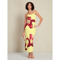 Floral Print Deep U Sleeveless Midi Dress - thumbnail