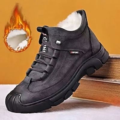 Men's Boots Dress Shoes Winter Boots Fleece lined Casual Outdoor Daily PU Warm Breathable Comfortable Loafer Black Grey Color Block Fall Winter miniinthebox