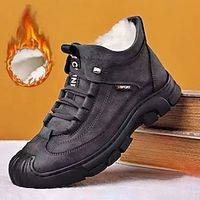 Men's Boots Dress Shoes Winter Boots Fleece lined Casual Outdoor Daily PU Warm Breathable Comfortable Loafer Black Grey Color Block Fall Winter miniinthebox - thumbnail