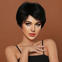 Short Pixie Cut Wig Human Hair For Black Women Short Glueless Wigs With Bangs Human Hair Wig Full Machine Made Wig Natural Black Lightinthebox