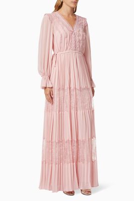 Lace Maxi Dress in Chiffon Lace Maxi Dress in Chiffon