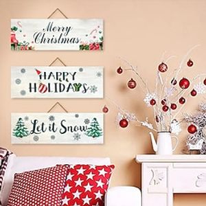 Christmas Wood Wall Sign, Wooden Plaque Sign Wall Decor Accessories, For Home Shop Cafe Room Decor Household Items miniinthebox