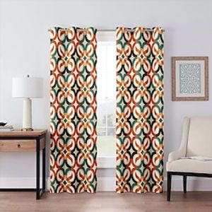 2 Panels Geometric Orange Curtain Drapes 100% Blackout Curtain For Living Room Bedroom Kitchen Window Treatments Thermal Insulated Room Darkening Lightinthebox