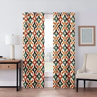 2 Panels Geometric Orange Curtain Drapes 100% Blackout Curtain For Living Room Bedroom Kitchen Window Treatments Thermal Insulated Room Darkening Lightinthebox
