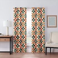 2 Panels Geometric Orange Curtain Drapes 100% Blackout Curtain For Living Room Bedroom Kitchen Window Treatments Thermal Insulated Room Darkening Lightinthebox - thumbnail