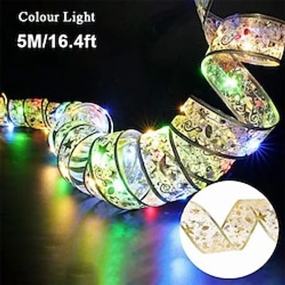 1Pcs Gold Christmas Ribbon Fairy Lights196.85inch 50 LED Lights Battery Powered Copper Fairy Strings LightsRibbon Bows Lights For Garden Decor Home Decor Living Room Halloween Christmas Wedding Lightinthebox 1Pcs Gold Christmas Ribbon Fairy Lights196.85inch 50 LED Lights Battery Powered Copper Fairy Strings LightsRibbon Bows Lights For Garden Decor Home Decor Living Room Halloween Christmas Wedding Lightinthebox