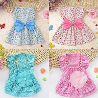 Dog Cat Dress Elegant Adorable Cute Dailywear Casual / Daily Dog Clothes Puppy Clothes Dog Outfits Breathable Blue Pink Dark Blue Costume for Girl and Boy Dog Cotton XS S M L XL miniinthebox - thumbnail