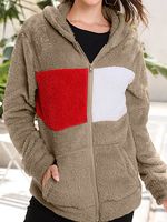 Reversible Plush Crew Neck Panel Jacket - thumbnail