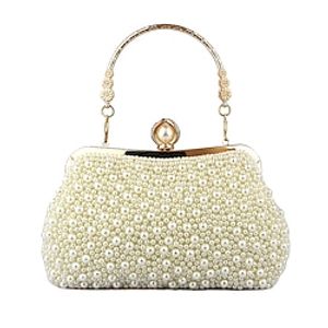 Women's Handbag Evening Bag PVC Valentine's Day Wedding Party Pearls Chain Solid Color Almond Lightinthebox