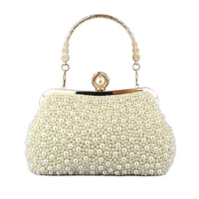 Women's Handbag Evening Bag PVC Valentine's Day Wedding Party Pearls Chain Solid Color Almond Lightinthebox
