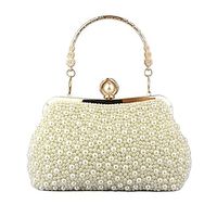 Women's Handbag Evening Bag PVC Valentine's Day Wedding Party Pearls Chain Solid Color Almond Lightinthebox - thumbnail