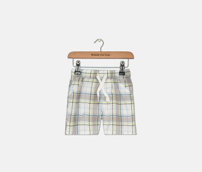 Baby Boys Plaid Cotton Shorts Diamond Blue Baby Boys Plaid Cotton Shorts Diamond Blue