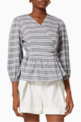 Yasraffia Wrap Blouse in Organic Cotton Yasraffia Wrap Blouse in Organic Cotton