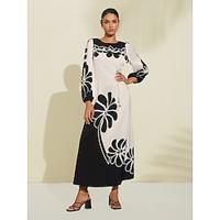 Satin Floral Boat Neck Maxi Dress Lightinthebox