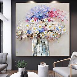 Floral Gypsophila Painting On Canvas Handpainted Florist Oil Wall Artwork Original Handmade Babys Breath Paintings For Home Office Frame Ready To Hang Lightinthebox