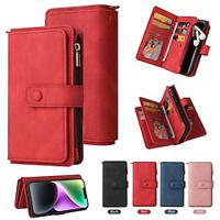 Phone Case For iPhone 15 Pro Max iPhone 14 13 12 11 Pro Max Plus Mini SE Wallet Case Zipper Full Body Protective with Wrist Strap Retro TPU PU Leather Lightinthebox