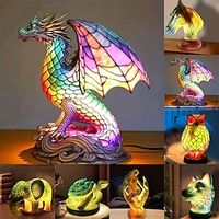 Animal Table Lamp Series, Stained Resin Table Lamp Night Light, Stained Resin Animal Night Light, Stained Resin Lamp for Bedroom Animal Lovers Home Decor 1015CM/3.935.9INCH (3pcs Button Batteries) miniinthebox - thumbnail