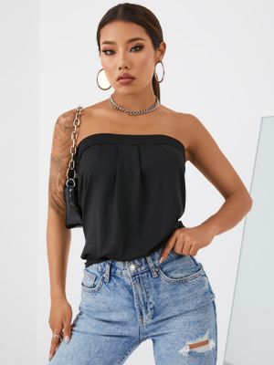 YOINS Pleated Design Strapless Sleeveless Cami YOINS Pleated Design Strapless Sleeveless Cami