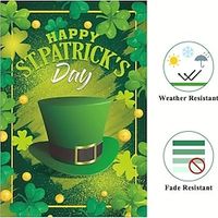 1pc Garden Flag, Inch Double Sided, Happy St. Patrick's Little Garden Flag, Happy St. Patrick's Day Hat Garden Flag, Clover Flag Outdoor Decoration (No Flagpole) 12x18 Inch Lightinthebox - thumbnail