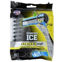 Clasico Ice Strike 3 Knight Black Razor (Made in USA), 10 Pc Razors