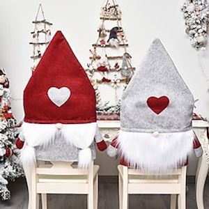 Christmas Chair Covers Christmas Dinner Table Chair Slipcovers Swedish Santa Gnome Style Christmas Chair Back Cover Xmas Home Kitchen Decorations Ornaments Christmas Holiday Festival Party Decor miniinthebox