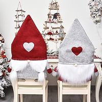 Christmas Chair Covers Christmas Dinner Table Chair Slipcovers Swedish Santa Gnome Style Christmas Chair Back Cover Xmas Home Kitchen Decorations Ornaments Christmas Holiday Festival Party Decor miniinthebox - thumbnail