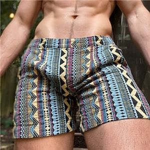 Men's Shorts Summer Shorts Beach Shorts Drawstring Elastic Waist 3D Print Graphic Geometric Pattern Breathable Soft Short Casual Daily Holiday Streetwear Hawaiian Green Micro-elastic miniinthebox