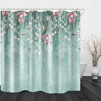 Fresh Flowers Print Waterproof Fabric Shower Curtain for Bathroom Home Decor Covered Bathtub Curtains Liner Includes with Hooks miniinthebox - thumbnail
