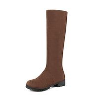 Women's Boots Daily Knee High Boots Winter Block Heel Round Toe Casual Nubuck Zipper Solid Colored Dark Brown Black miniinthebox - thumbnail