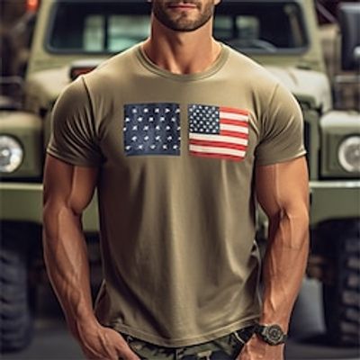 National Flag Brown T shirt Tee Men's Graphic Cotton Blend Shirt Sports Classic Shirt Short Sleeve Comfortable Tee Sports Outdoor Holiday Summer Fashion Designer Clothing S M L XL XXL XXXL Lightinthebox