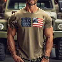 National Flag Brown T shirt Tee Men's Graphic Cotton Blend Shirt Sports Classic Shirt Short Sleeve Comfortable Tee Sports Outdoor Holiday Summer Fashion Designer Clothing S M L XL XXL XXXL Lightinthebox - thumbnail