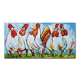 Oil Painting Handmade Hand Painted Wall Art Mintura Chicken Brothers Animals Home Decoration Decor Rolled Canvas No Frame Unstretched Lightinthebox