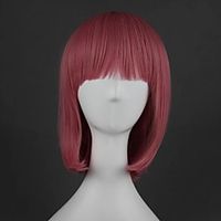 Cosplay Costume Wig Cosplay Wig Lolita Straight Cosplay Halloween Middle Part With Bangs Wig Medium Length Pink Synthetic Hair 16 inch Women's Anime Cosplay Party Pink miniinthebox - thumbnail
