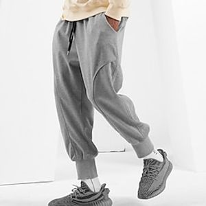 Men's Sweatpants Joggers Trousers Pocket Drawstring Elastic Waist Plain Comfort Breathable Outdoor Daily Going out Cotton Blend Fashion Casual Black Khaki Lightinthebox