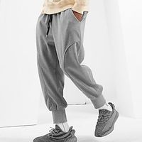 Men's Sweatpants Joggers Trousers Pocket Drawstring Elastic Waist Plain Comfort Breathable Outdoor Daily Going out Cotton Blend Fashion Casual Black Khaki Lightinthebox - thumbnail