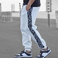 Men's Sweatpants Joggers Patchwork Drawstring Elastic Waist Color Block Comfort Breathable Casual Daily Holiday Sports Fashion White Grey miniinthebox