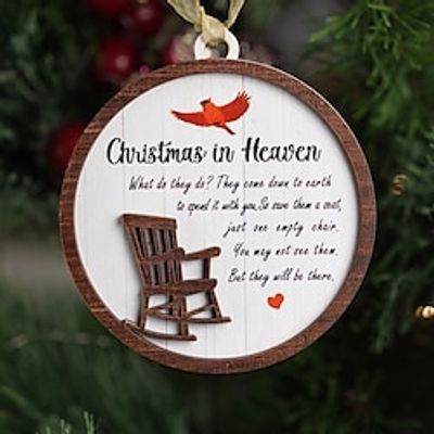 Chirstmas in Heaven Ornament, Custom Name Wooden Ornament Christmas Tree Decorations, Gifts Xmas Ornaments, Sympathy Remembrance Gifts for Loss of Loved Ones miniinthebox
