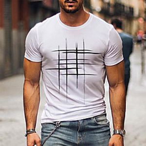 Men's Unisex Tee T shirt Shirt Hot Stamping Plaid Plus Size Short Sleeve Sport Tops Cotton Basic Casual Round Neck Wine Red White Black miniinthebox