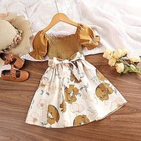 Kids Girls' Floral Dress Floral Floral Dress Knee-length Dress Wedding Crew Neck Short Sleeve Active Dress 3-6 Years Summer Red Orange Brown Lightinthebox - thumbnail