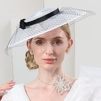 Hats Tulle Fiber Saucer Hat Top Hat Veil Hat Evening Party Horse Race Elegant British With Bowknot Headpiece Headwear Lightinthebox