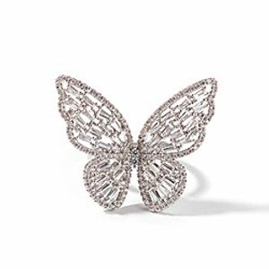 cubic zirconia silver butterfly rings for women teen girls sparkly rhinestone stylish adjustable knuckle rings elegant gifts for her jewelry (silver) Lightinthebox