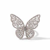 cubic zirconia silver butterfly rings for women teen girls sparkly rhinestone stylish adjustable knuckle rings elegant gifts for her jewelry (silver) Lightinthebox - thumbnail
