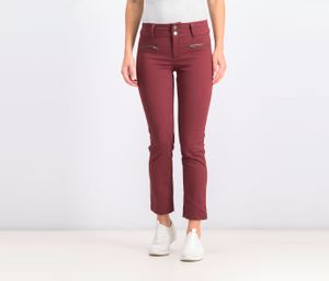 Womens Faux Zipper Pocket Pants  Maroon