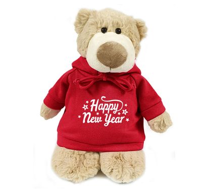 Caravaan Supersoft Cuddly Mascot Bear with Trendy Red Hoodie,. Happy Anniversary Size 28cm.PT7YEARR