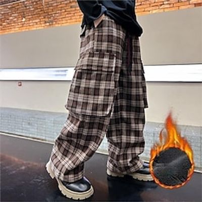 Kids Boys Sweatpants Trousers Pocket Plaid Comfort Pants School Sports Daily Coffee color Black Mid Waist Lightinthebox
