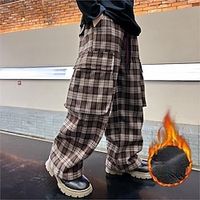 Kids Boys Sweatpants Trousers Pocket Plaid Comfort Pants School Sports Daily Coffee color Black Mid Waist Lightinthebox - thumbnail