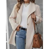 Women's Pea Coat Long Winter Coat Single Breasted Lapel Overcoat Warm Trench Coat Stylish Casual Jacket Long Sleeve with Pockets Lightinthebox - thumbnail